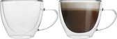 Florina dubbelwandige koffieglazen of theeglazen met oor 270 ML - Set van 2 - Gehard glas