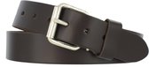 Leren Dames/Heren Riem Glad Leer | 4cm breed | Riemmaat: 115cm (totale lengte: 130cm) | 100% echt leer | Nikkelvrije gesp | Kleur: bruin