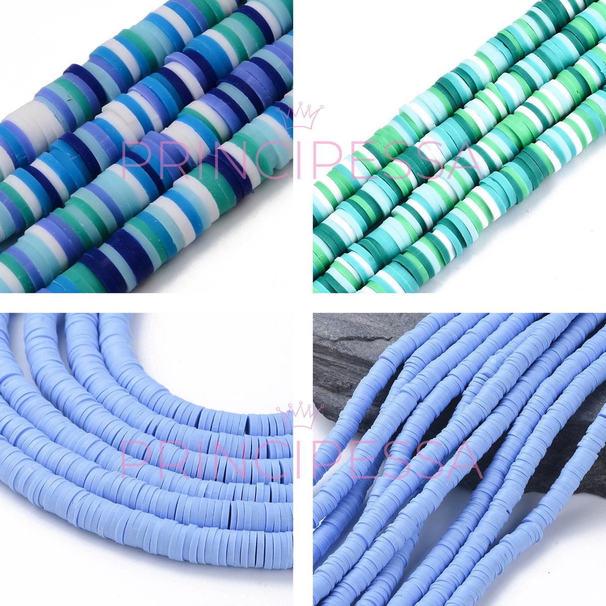 Katsuki kralen – Blauw-mix, Groen-mix en Lichtblauw – Unieke mix van ongeveer 1.150 kralen – Polymeer klei – 6mm kralen – Zelf sieraden maken – DIY