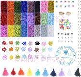 Mega Kralen box 4mm – Regenboog 24 kleuren – 4mm Rocailles - 3.000 kralen + veel extra artikelen – Zelf sieraden maken voor kinderen en volwassenen – DIY