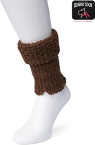 Bonnie Doon Honeycomb Boot Top Dames Bruin - Korte Beenwarmer - Honinggraatmotief - Heerlijk warm - Boven de Laarzen/Wandelschoenen/Sneakers - Warme Enkels - Wol - Grof Gebreid - B