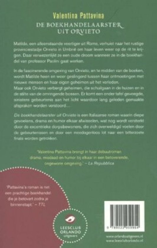Boek met tekst "Valentina Pattavina DE BOEKHANDELAARSTER UIT ORVIETO"
