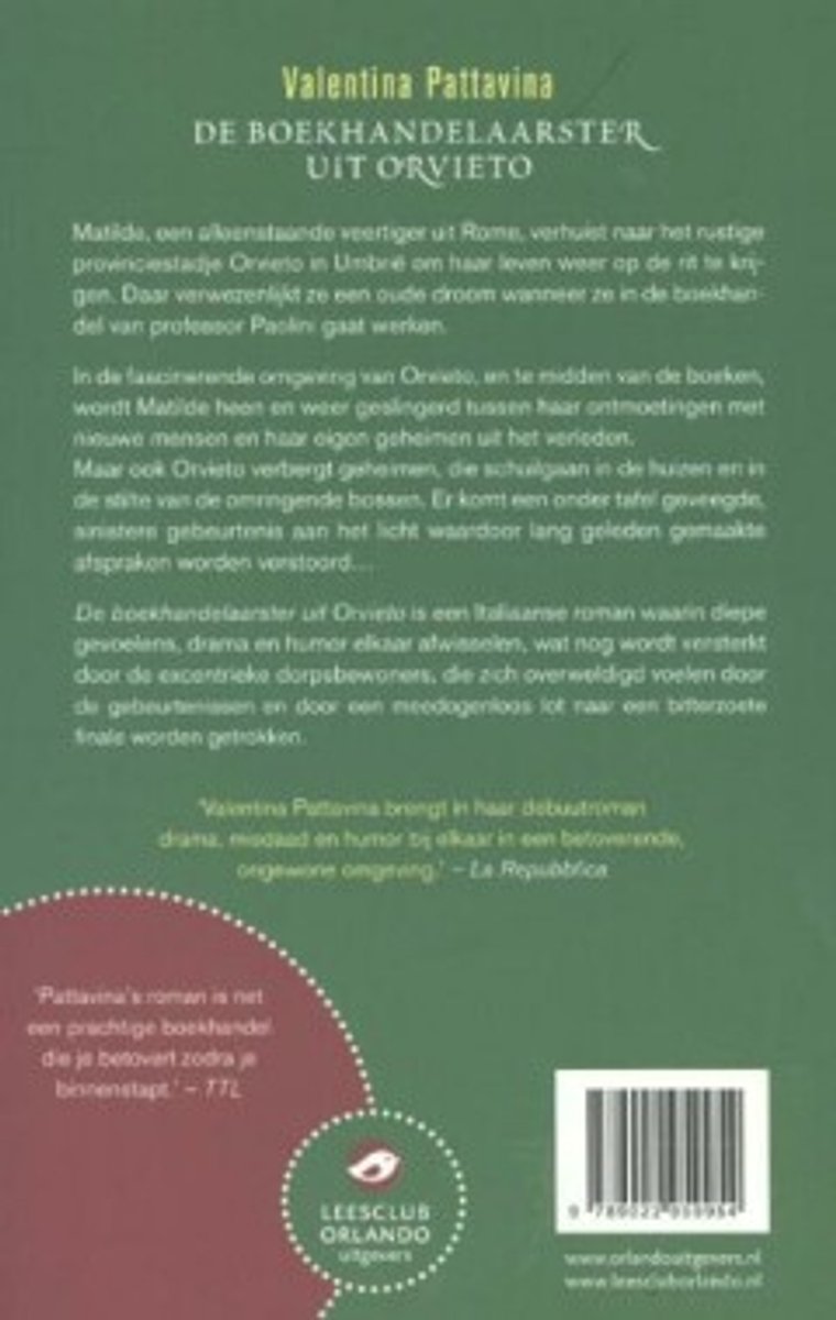 Boek met tekst "Valentina Pattavina DE BOEKHANDELAARSTER UIT ORVIETO"