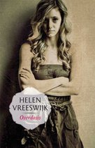 Jong meisje met lang blond haar, gekleed in een groene jurk, met de titel 'Overdosis' van Helen Vreeswijk.