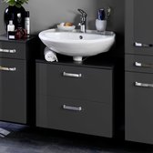 Wastafelonderkast Bobbi 60cm 1 deur en 1 lade - grafiet/hoogglans grijs
