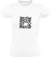QR-code | Dames T-shirt | Wit | Quick Response | Streepjescode | Matrix