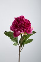 Kunstbloem - set van 2 - Pioenroos - decoratieve tak -  44 cm - Fuchsia cerise