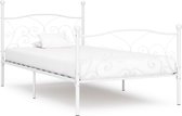 Decoways - Bedframe met lattenbodem metaal wit 90x200 cm