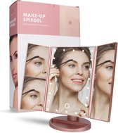 Make Up Spiegel met LED Verlichting & Make up Organizer – Dimbare Hollywood Spiegel - 3x Vergroting