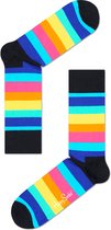 Happy Socks Stripe Sokken - Zwart/Multi - Maat 36-40