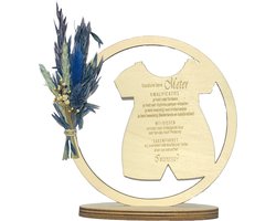 Hoepel en droogbloemen Wil jij mijn Meter zijn? | blauw | romper | vacature cadeau | meter vragen | meter worden | peettante vragen | peettante worden