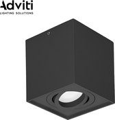 Adviti CAROLIN Vierkante opbouwspot - Downlight - Zwart - Richtbare lichtbron - GU10 - Aluminium behuizing