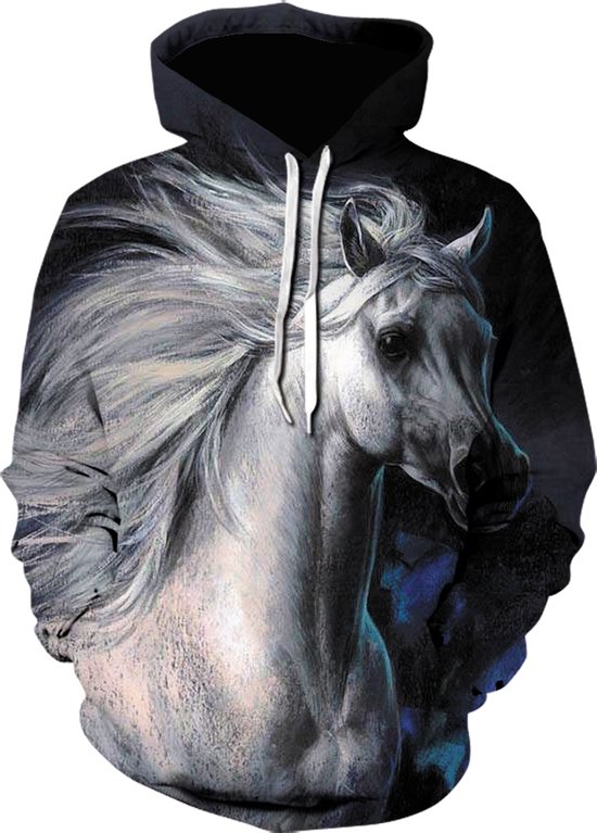 Hoodie paard - Arabier - maat S - vest - sweater - outdoortrui - trui - sweatshirt - wit - paars