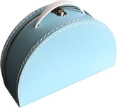 Kinderkoffer Lichtblauw halfrond 28 cm - Logeerkoffer - Kartonnen koffer - Speelkoffer - Poppenkoffer- Opbergen - Cadeau - Decoratie