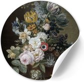 Behangcirkel Stilleven met Bloemen - 80 cm - Zelfklevende decoratiefolie - Muursticker Oude Meesters & Bloemen