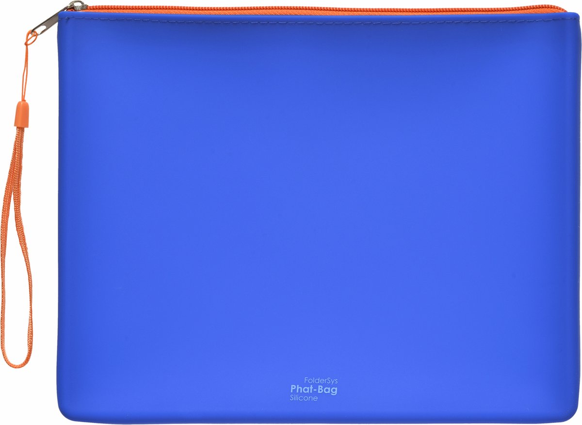 FolderSys Phat-Bag Siliconen Toilettas / Etui A5, blauw met rits en draaglus, 2 stuks