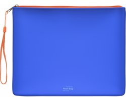 FolderSys Phat-Bag Siliconen Toilettas / Etui A5, blauw met rits en draaglus, 2 stuks
