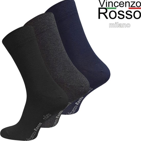 Vincenzo Rosso Business sokken 3 kleuren 12 pack 43-46