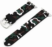 Camouflage bandje voor de Geschikt voor Apple Watch 42mm - 44mm zwart - wit