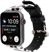 Leopard lederen bandje Wit-Bruin met klassieke gesp voor Geschikt voor Apple Watch 42mm - 44mm horlogeband voor geschikt voor Apple Watch Series 1|2|3|4|5|6|7