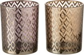 Theelichthouder | glas | bruin | 10x10x (h)12.5 cm
