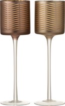 Theelichthouder | glas | goud | 9x9x (h)30 cm