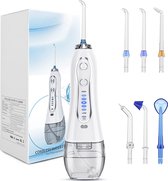 Bestope Pro Monddouche, draadloos, elektrisch, voor tandreiniging, met 5 modi en 6 sproeiers, watervin, USB opladen, 300 ml, orale irrigator, waterflosser IPX7 waterdicht, tandenreiniger voor