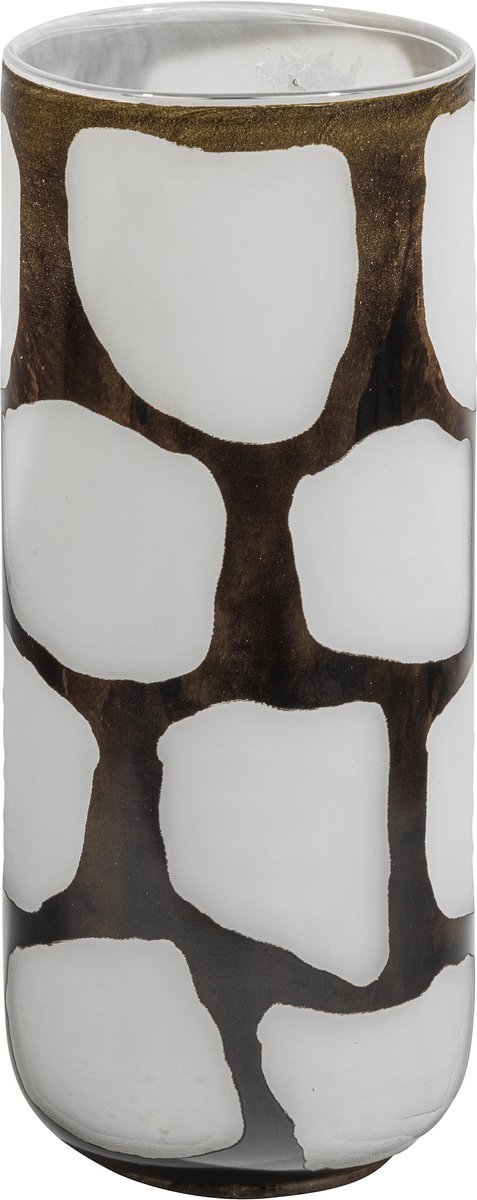 WOOOD Blair Handgemaakte Vaas - Glas - Zwart/ Wit - 34x14x14