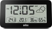 Braun BC13BP-DCF - Weerstation - LCD-scherm - Achtergrondverlichtingsfunctie - Vochtigheid - Weergegevens - Weervoorspelling - Radiogestuurde functie - 12/24 uur modus - Wekkerfunc