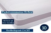 2-Persoons Matras -POCKET HYBRID 7 ZONE 21 CM - 3D - Zacht ligcomfort - 160x220/21