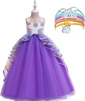 Unicorn Jurk | Eenhoorn Jurk | Prinsessenjurk Meisje | + Armband | Verkleedkleren Meisje |maat 98/104 (100)| Prinsessen Verkleedkleding | Carnavalskleding Kinderen | Paars