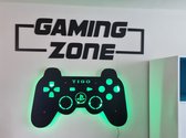 Game controller met naam ,led verlichting en tekst gaming zone [muur decoratie] [Wand decoratie] [Naam kinderkamer] [Gamen]