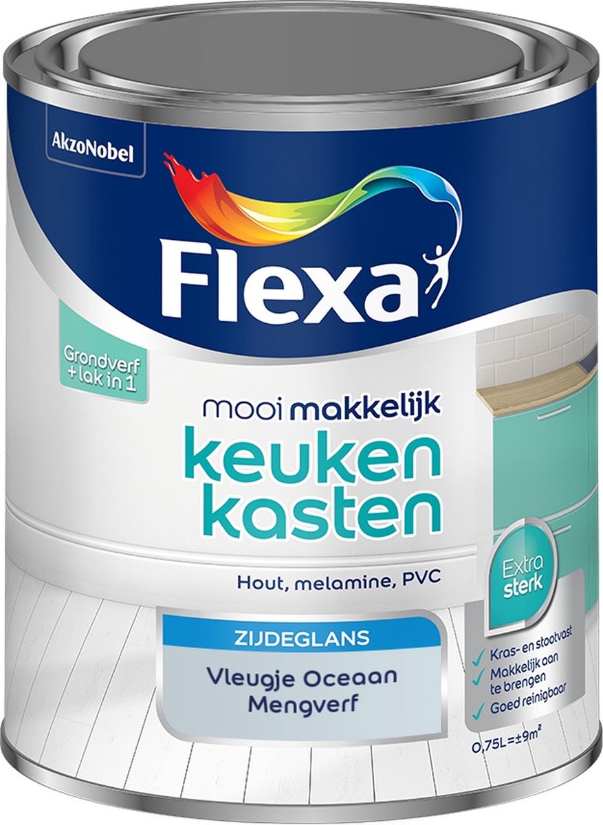 Flexa Mooi Makkelijk Verf - Keukenkasten - Mengkleur - Vleugje Oceaan - 750 ml