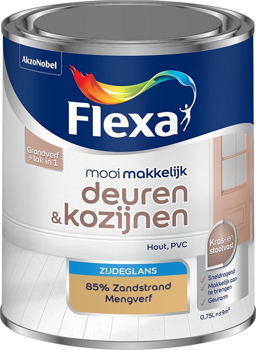 Flexa Mooi Makkelijk Verf - Deuren en Kozijnen - Mengkleur - 85% Zandstrand - 750 ml