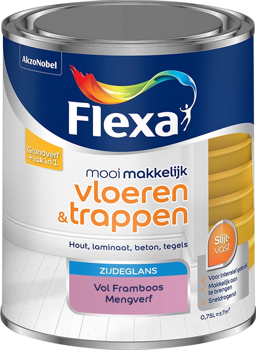 Flexa Mooi Makkelijk Verf - Vloeren en Trappen - Mengkleur - Vol Framboos - 750 ml