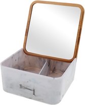 Make up organizer- Bamboe deksel - Met spiegel - Mintgroen