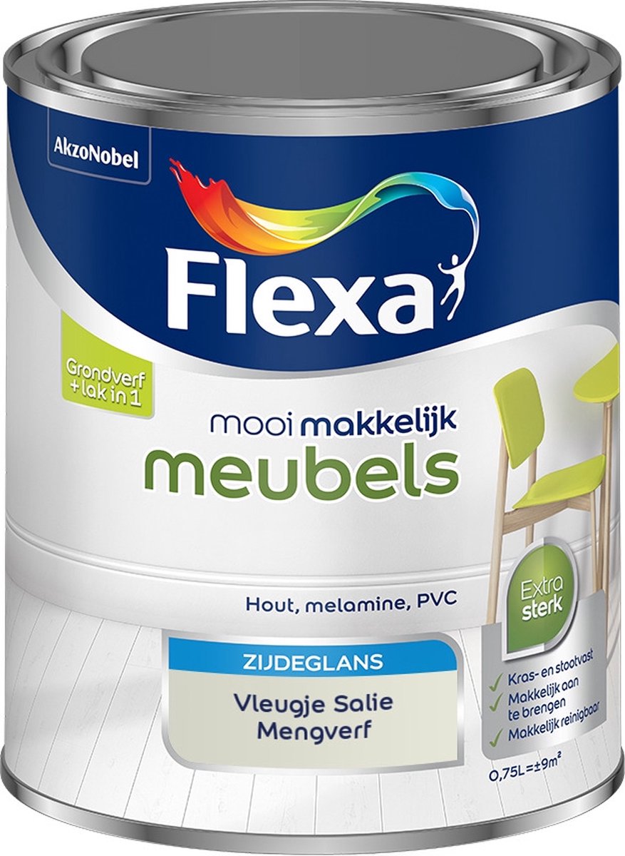 Flexa Mooi Makkelijk Verf - Meubels - Mengkleur - Vleugje Salie - 750 ml