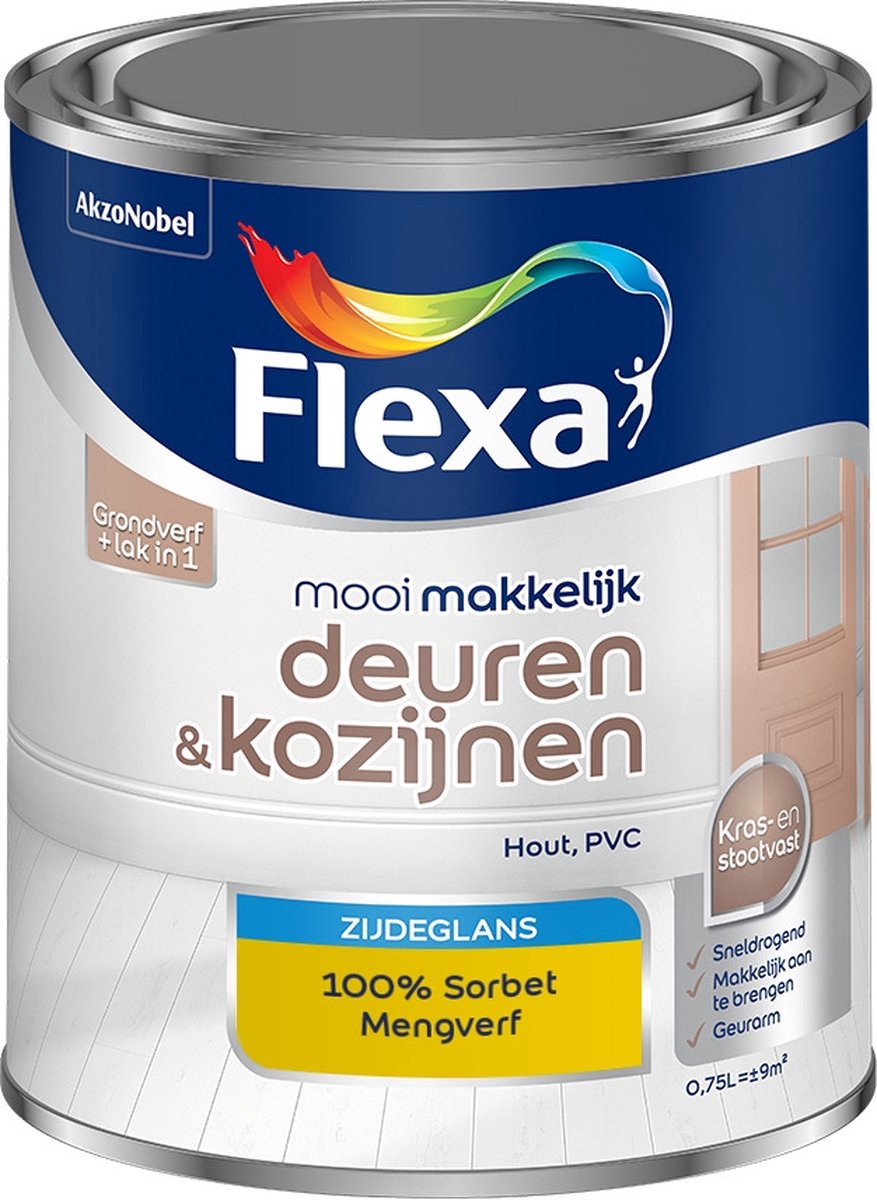 Flexa Mooi Makkelijk Verf - Deuren en Kozijnen - Mengkleur - 100% Sorbet - 750 ml