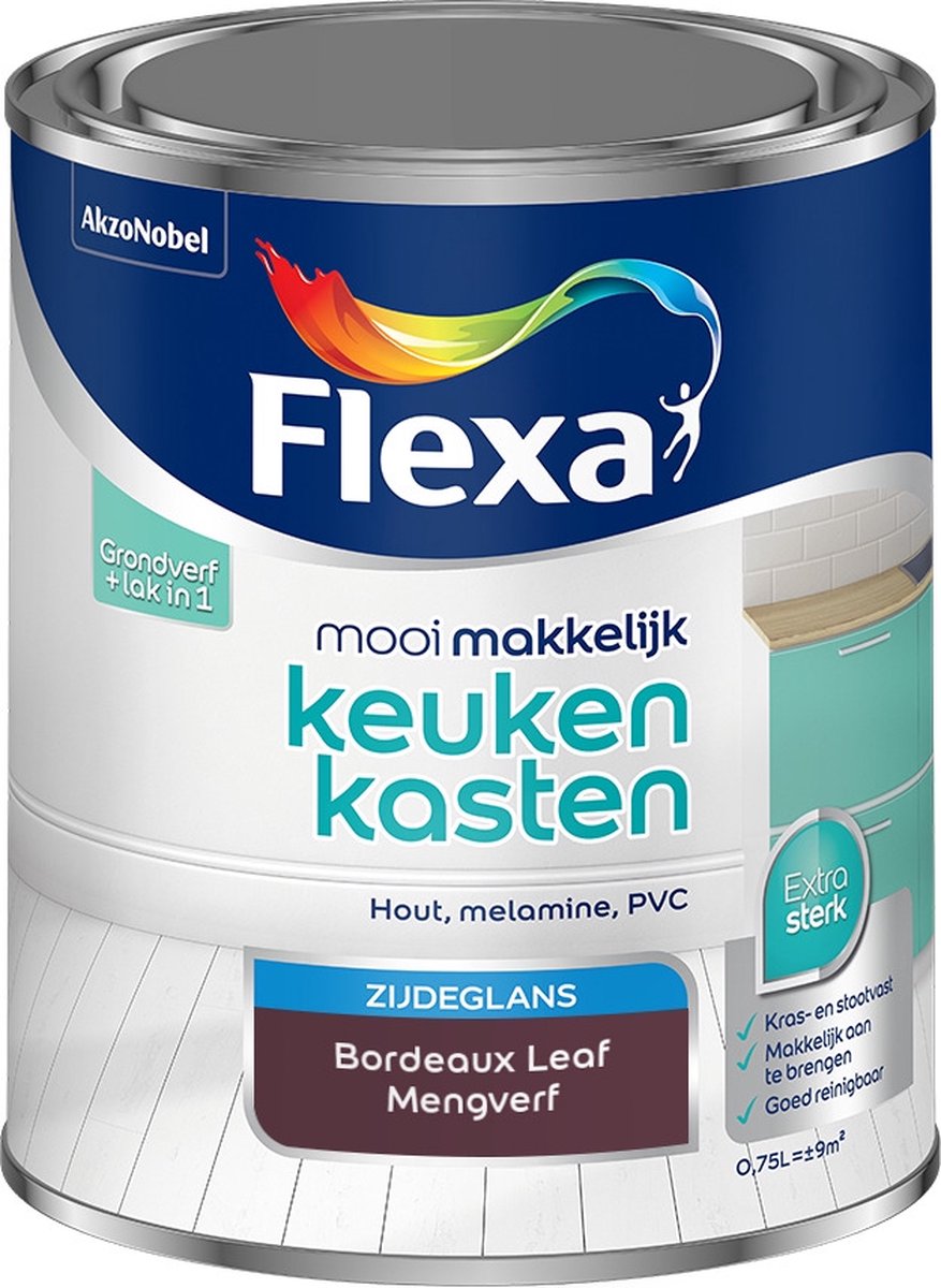 Flexa Mooi Makkelijk Verf - Keukenkasten - Mengkleur - Bordeaux Leaf - 750 ml