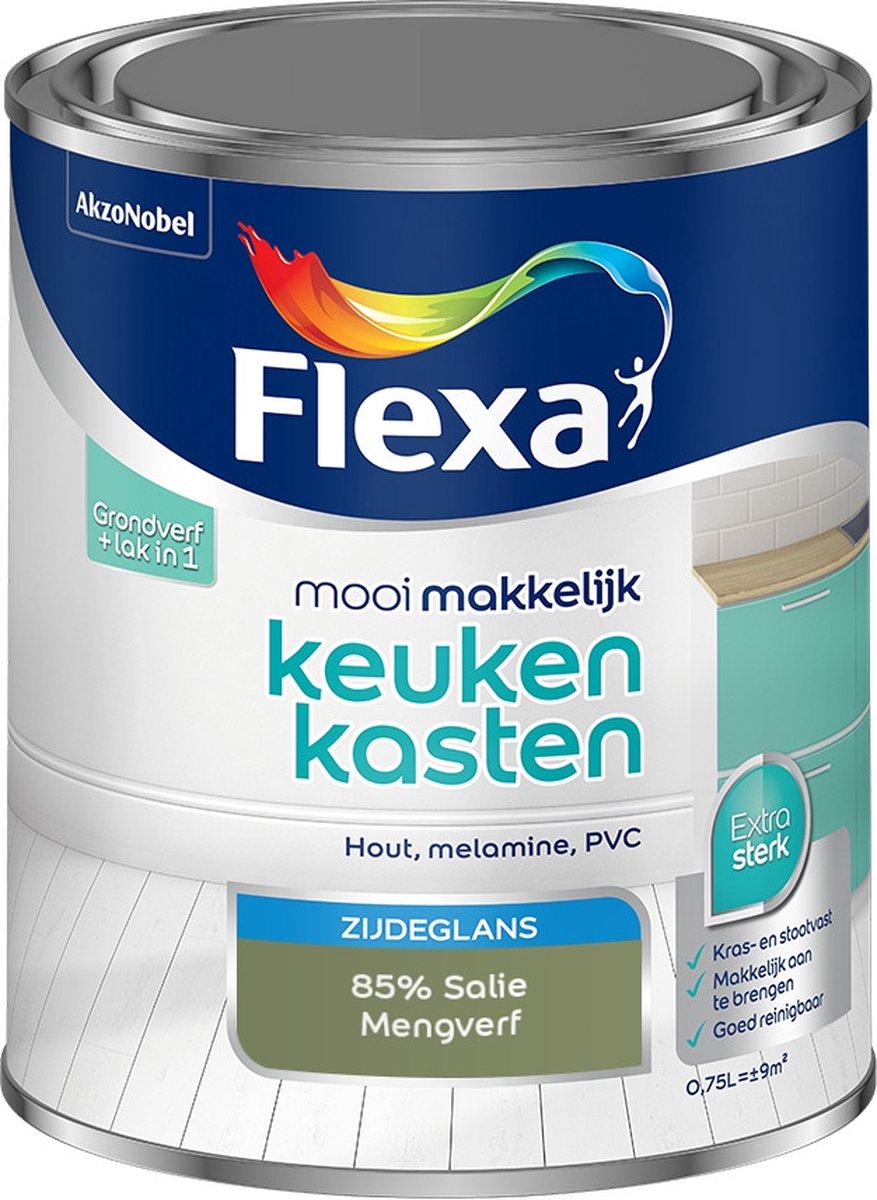 Flexa Mooi Makkelijk Verf - Keukenkasten - Mengkleur - 85% Salie - 750 ml