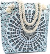 Mandala Schoudertas met Touwriem - Licht Blauw - Strandtas - 45x13.5x41.5cm