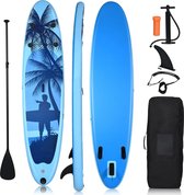 MEUBELXPERT PVC Opblaasbaar Stand Up Paddle Board met Draagtas Verstelbare Paddle Lichtblauw 305x76x15CM