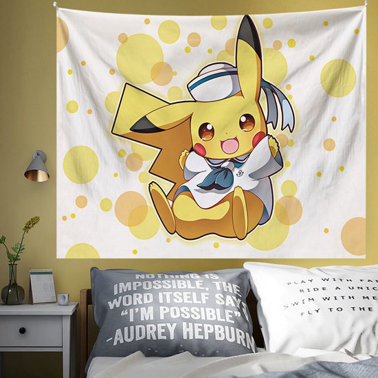 Pikachu tapijtwerk / slaapzaal achtergronddoek / slaapbank handdoek zitdeken / thuis schilderen decoratie/Wandkleed - 200x150 cm - Groot wandtapijt - Kinderkamer - Poster 09