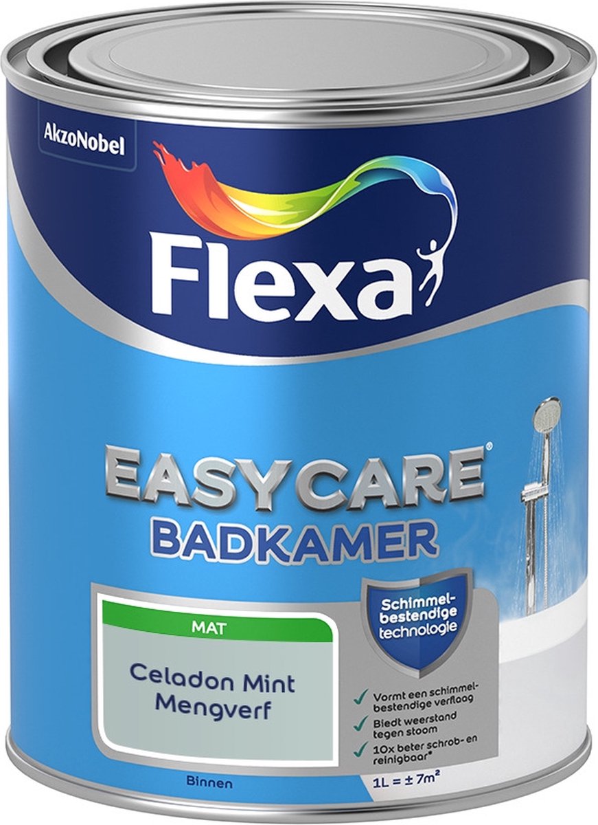 Flexa Easycare Muurverf - Badkamer - Mat - Mengkleur - Celadon Mint - 1 liter