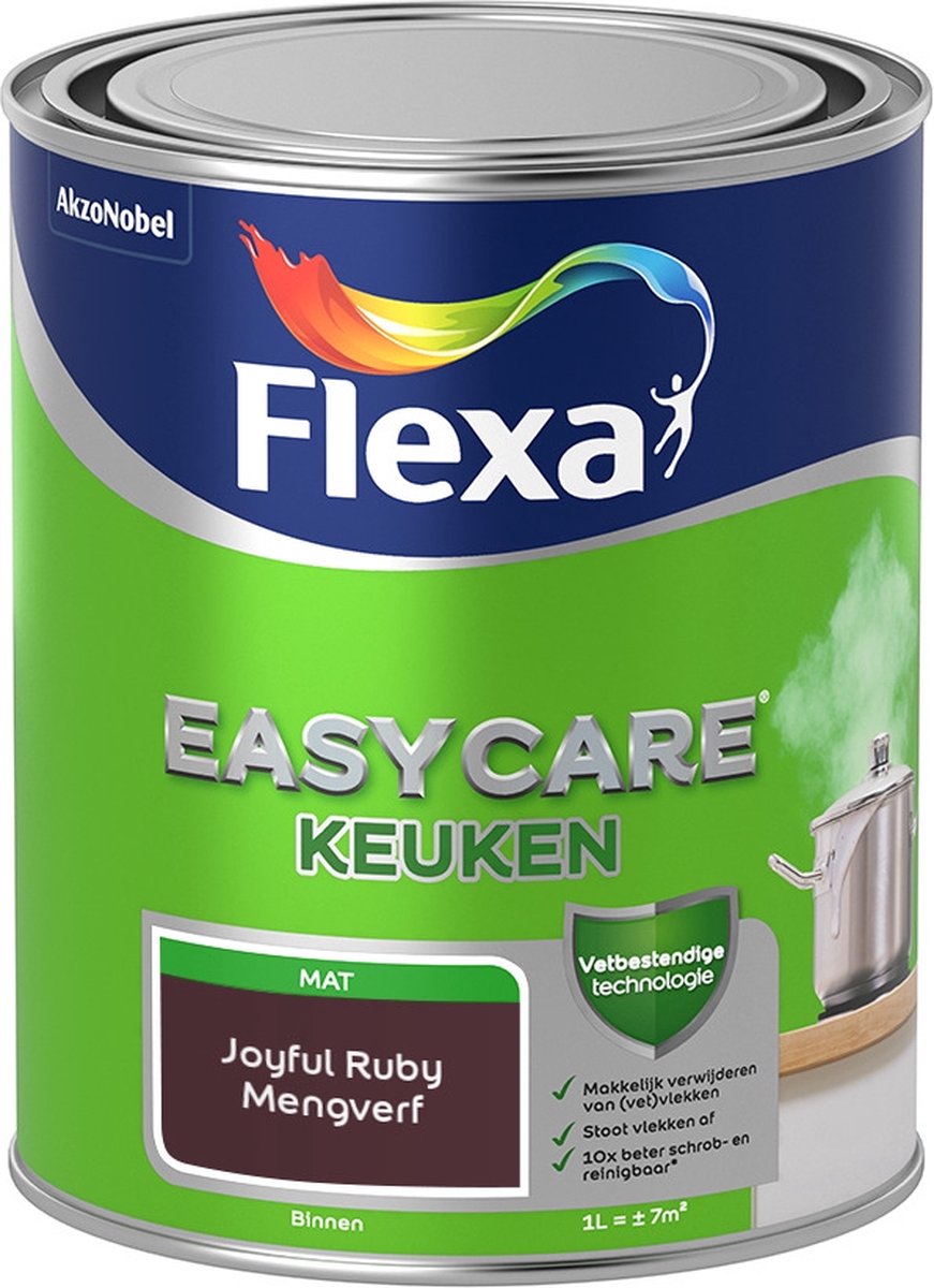 Flexa Easycare Muurverf - Keuken - Mat - Mengkleur - Joyful Ruby - 1 liter