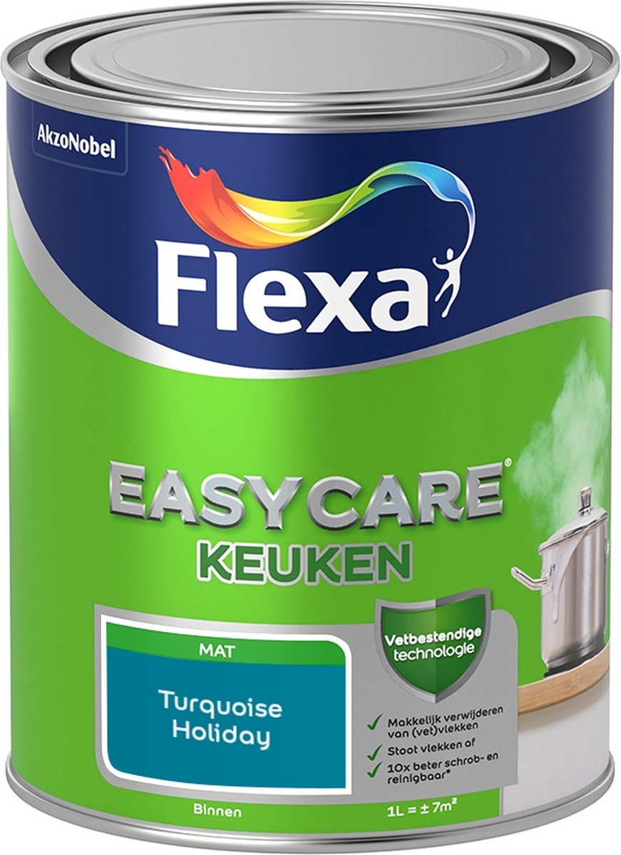 Flexa Easycare Muurverf - Keuken - Mat - Mengkleur - Turquoise Holiday - 1 liter