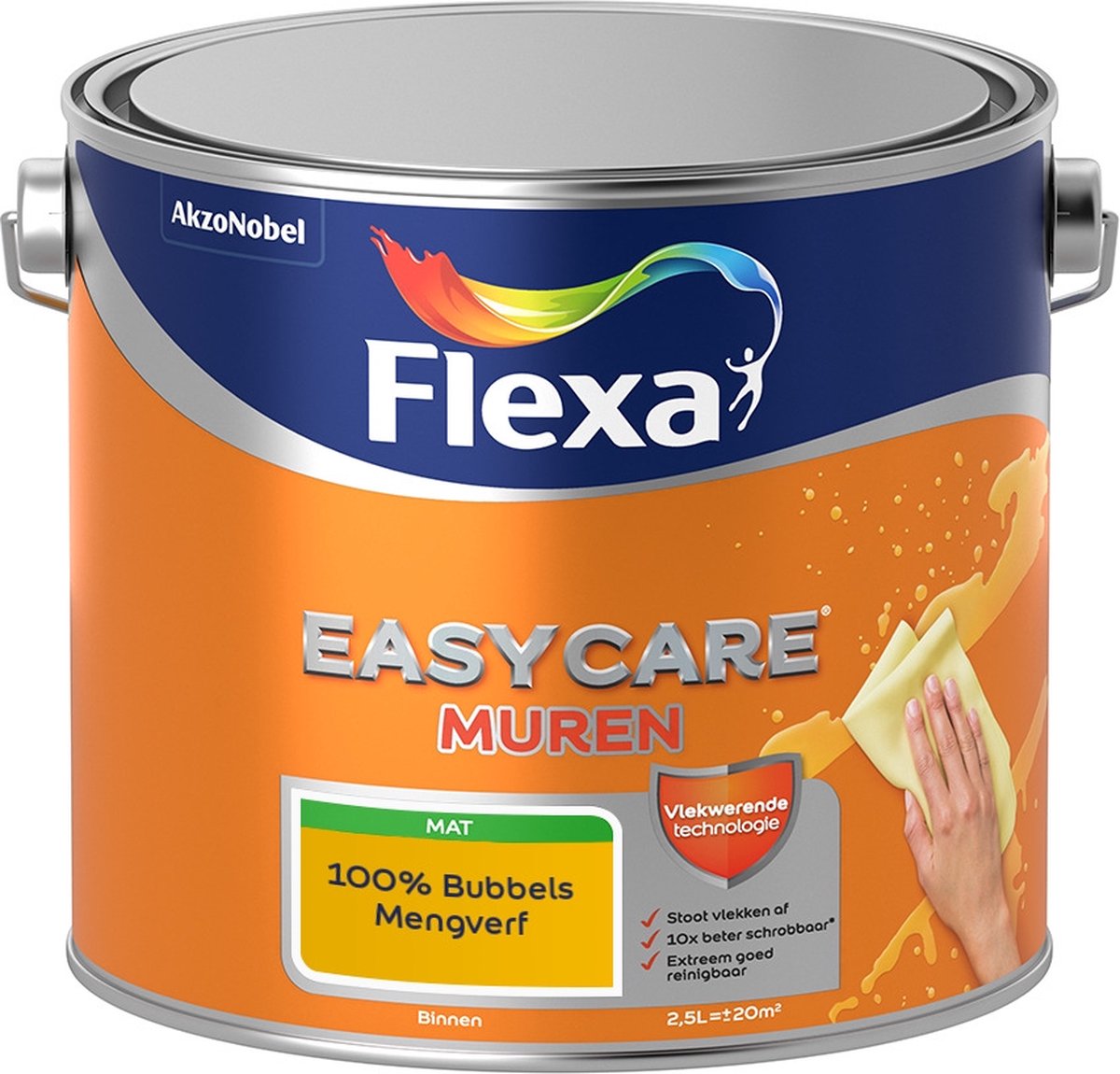 Flexa Easycare Muurverf - Mat - Mengkleur - 100% Bubbels - 2,5 liter