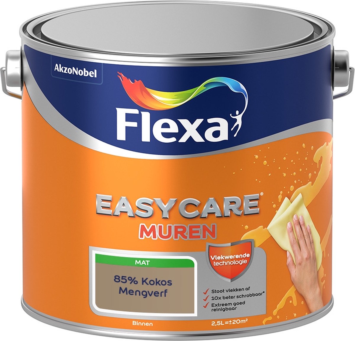 Flexa Easycare Muurverf - Mat - Mengkleur - 85% Kokos - 2,5 liter