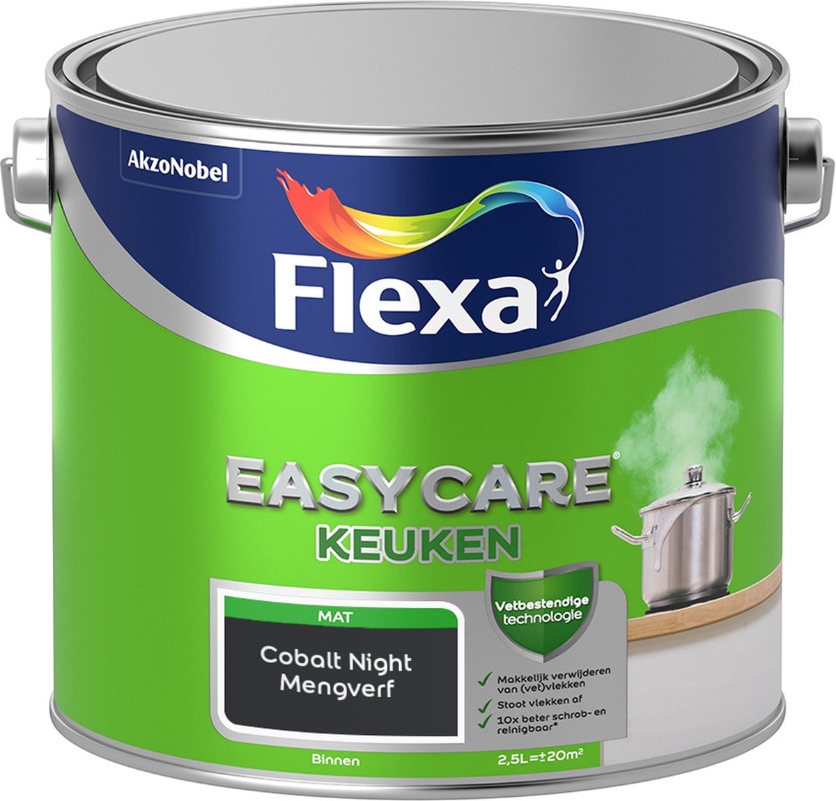 Flexa Easycare Muurverf - Keuken - Mat - Mengkleur - Cobalt Night - 2,5 liter