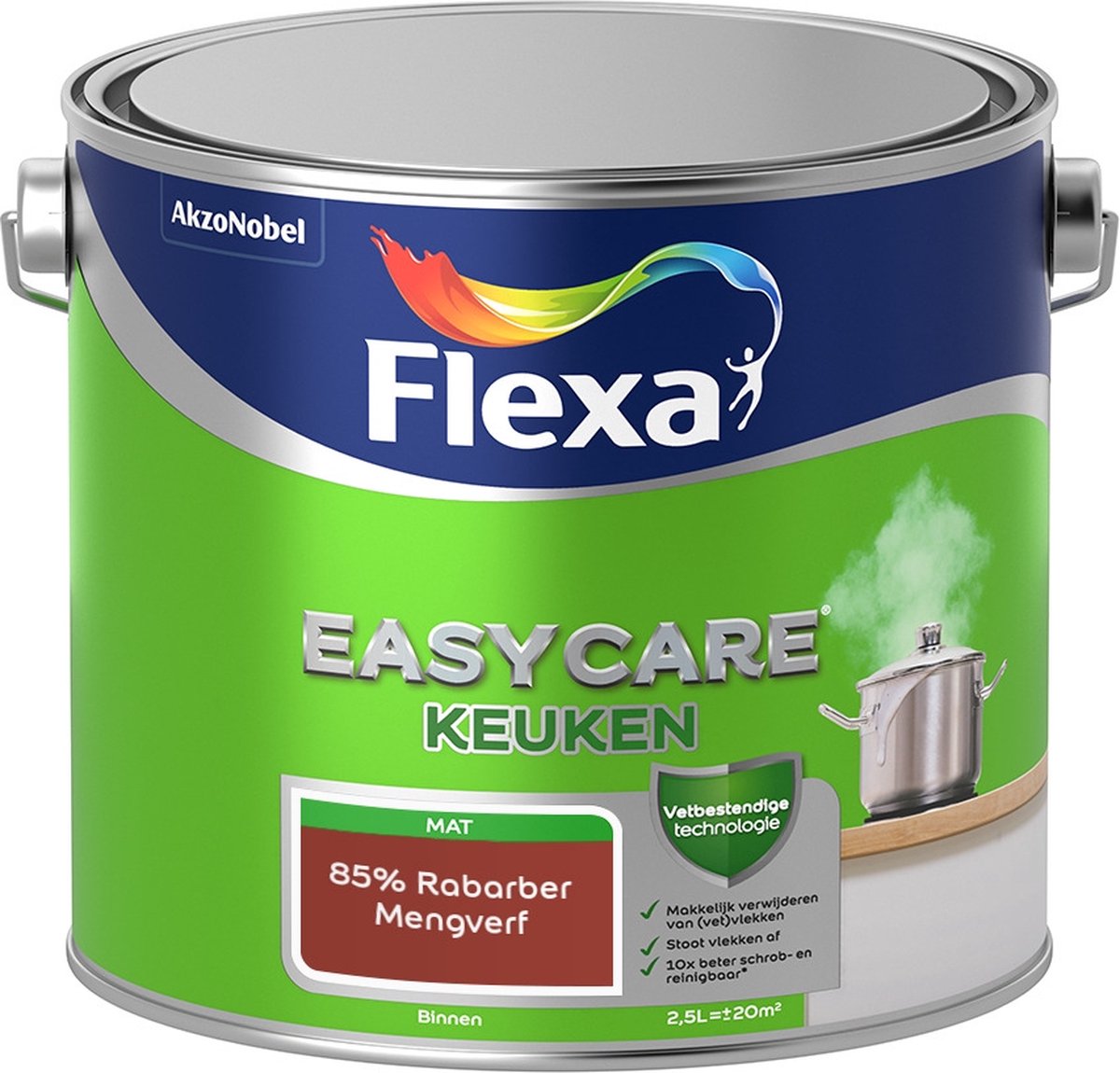 Flexa Easycare Muurverf - Keuken - Mat - Mengkleur - 85% Rabarber - 2,5 liter